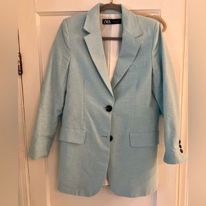 Zara oversize turquoise linen blazer